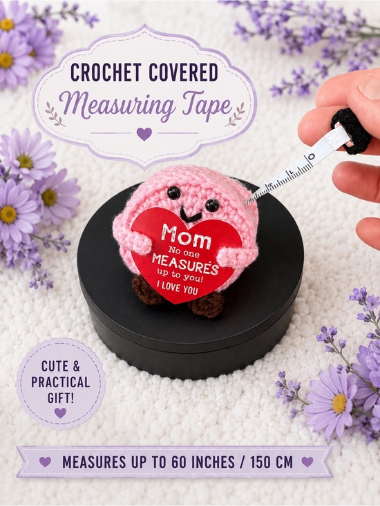 Other - Crochet Covered Measuring Tape - Pink Heart Mom Design NEW